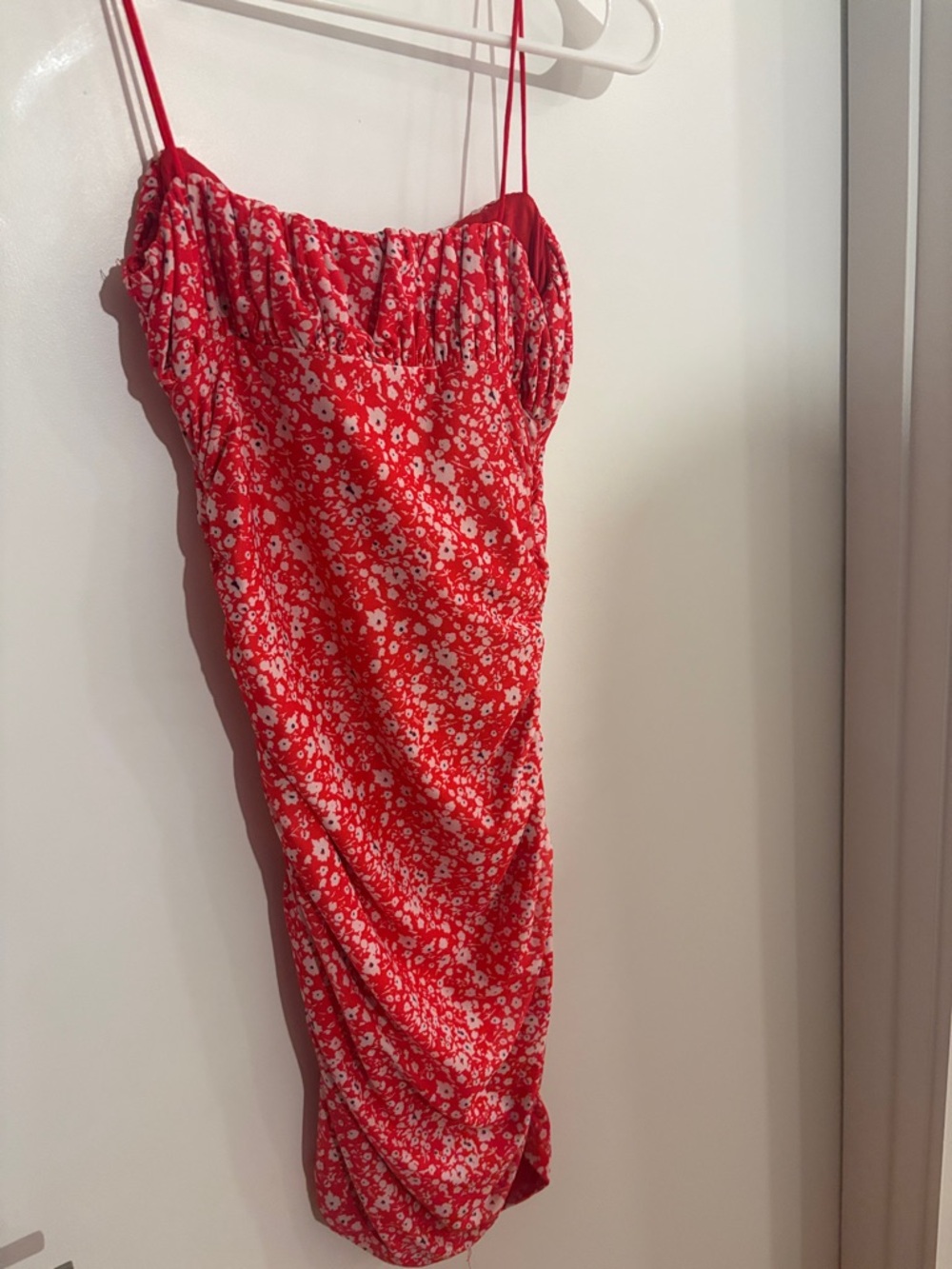 Hello Molly Red Floral Ruffle-Trim Dress